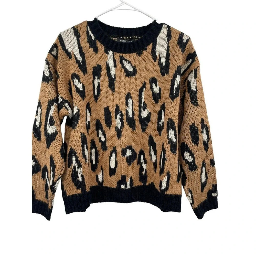 MINKPINK by Revolve Size S Latifah Intarsia Sweater animal print New $119 - Picture 6 of 10